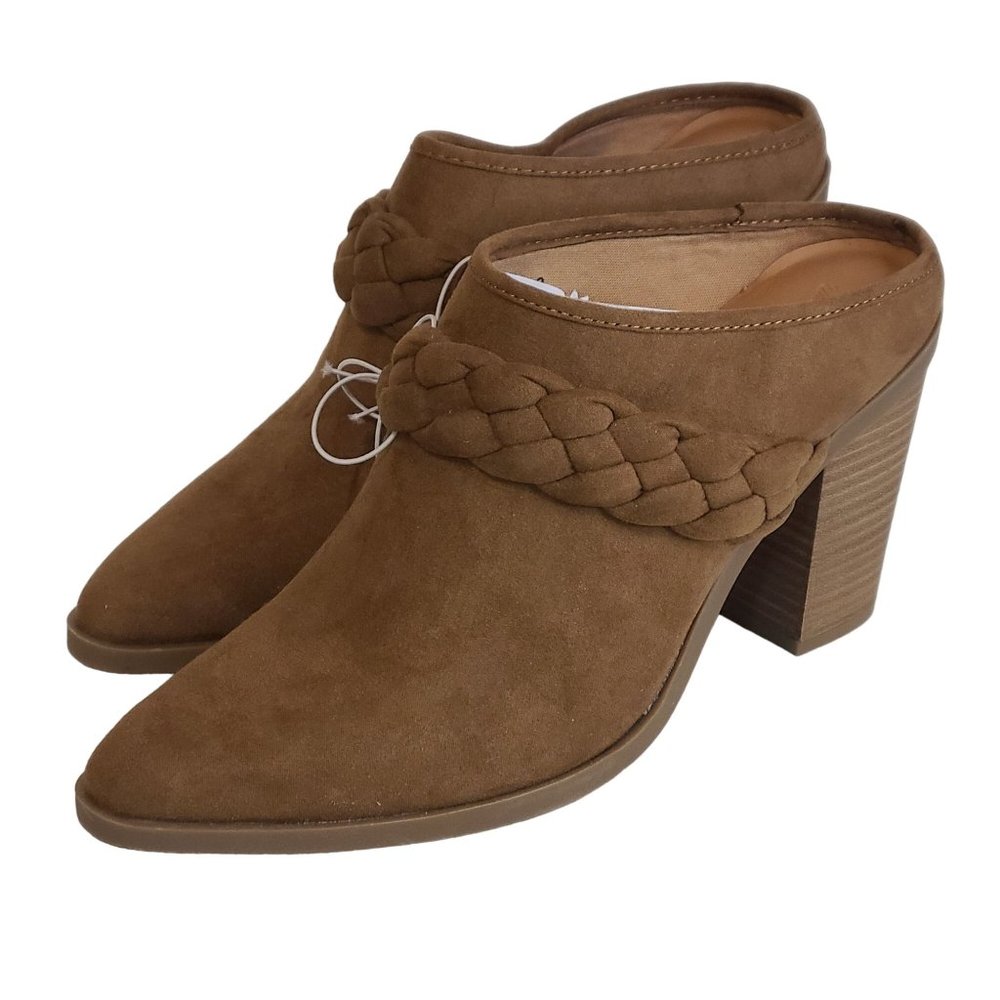 Universal Thread Womens Avis 3" Block Heel Slip On Mules Cognac Size 7